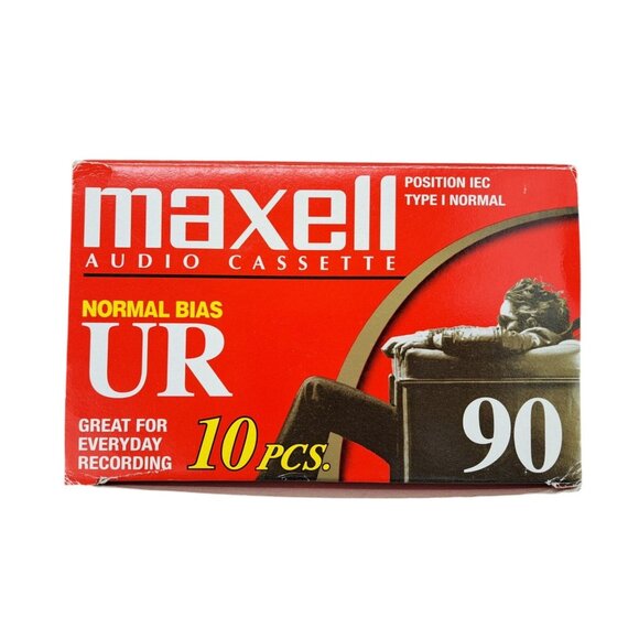 Maxell Audio Cassette Tapes Blank 10 Pack 90 Minutes Normal Bias UR Music New - Picture 1 of 2